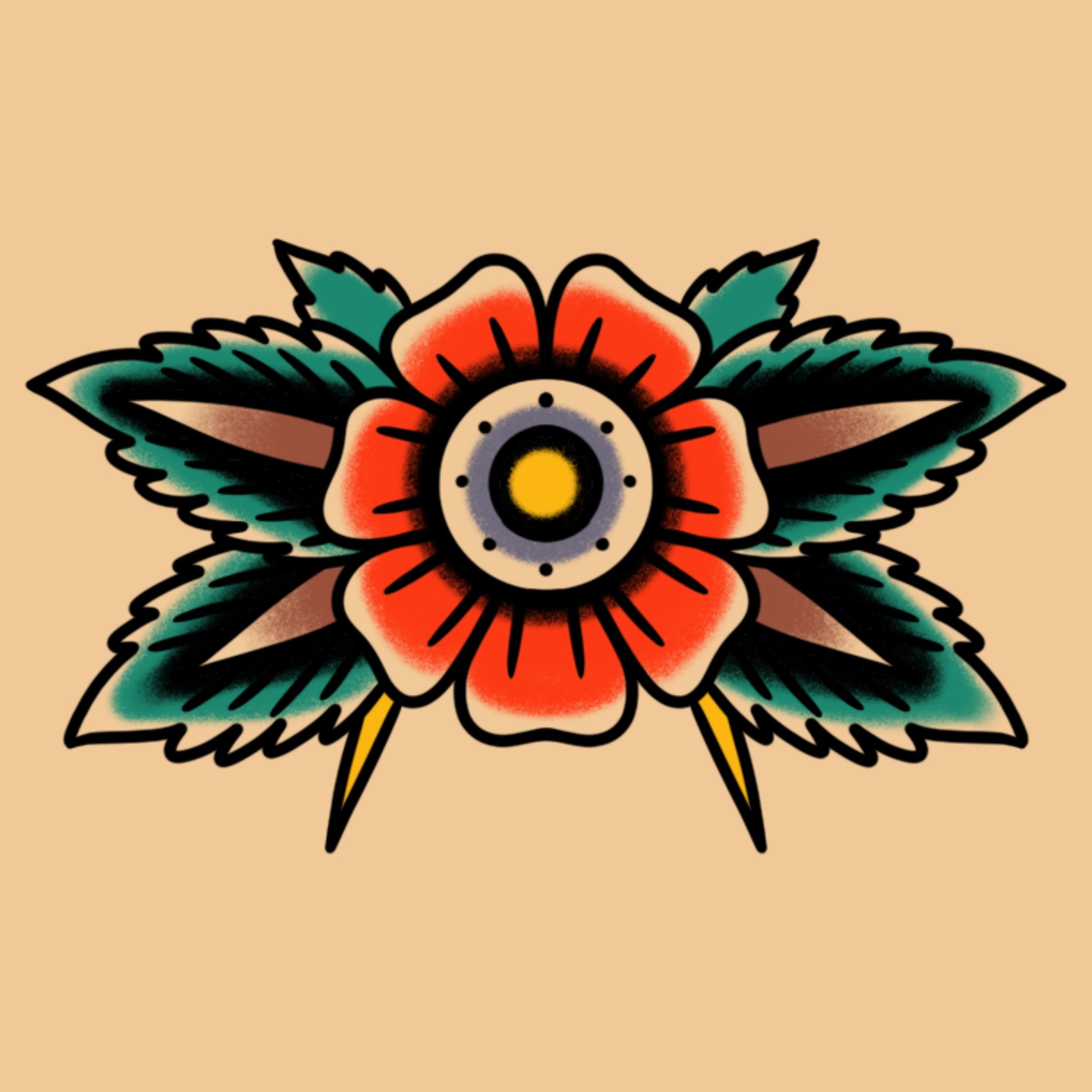Pinwheel flower tattoo